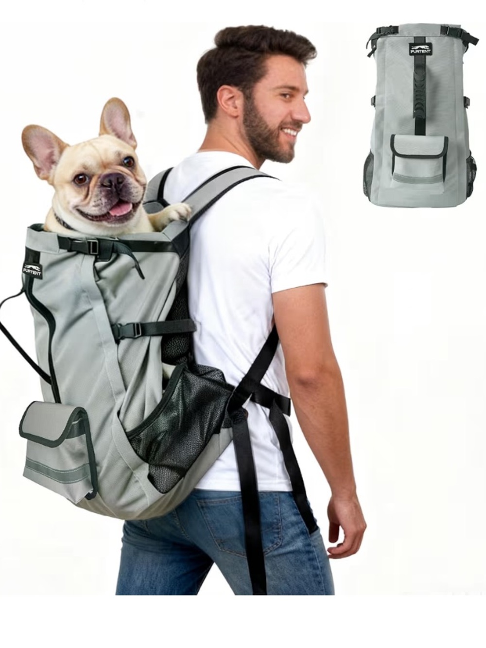 Furtent Dog Backpack Carrier, Ergonomic Pet Travel Bag size medium up to 33 lbs